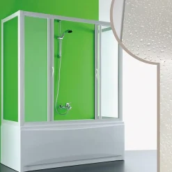 Pare-Baignoire|Forte Cabine douche 3 côtés Pare-Baignoire 90x220x90 CM en acrylique mod. Plutone 2 avec ouverture centrale