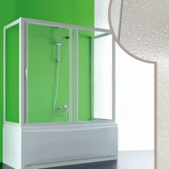Forte Cabine douche 3 côtés Pare-Baignoire 80x160x80 CM en acrylique mod. Plutone avec ouverture laterale