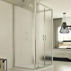 Cabine De Douche|Idralite Cabine douche 3 côtés 90x120x90 CM H198 Opaque mod. Cristal Trio 2 Portes