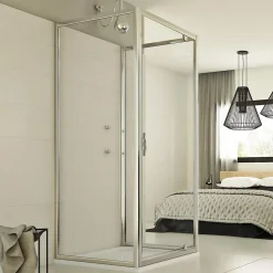 Cabine De Douche|Idralite Cabine douche 3 côtés 80x80x80 CM H198 Transparent mod. Cristal Trio 1 Porte