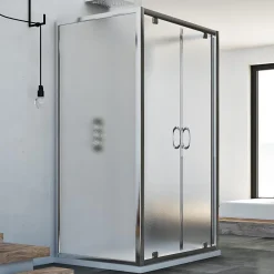 Idralite Cabine Douche avec 3 côtés 90x100x90 CM H185 granité modèle Sintesi Trio 2 Portillons