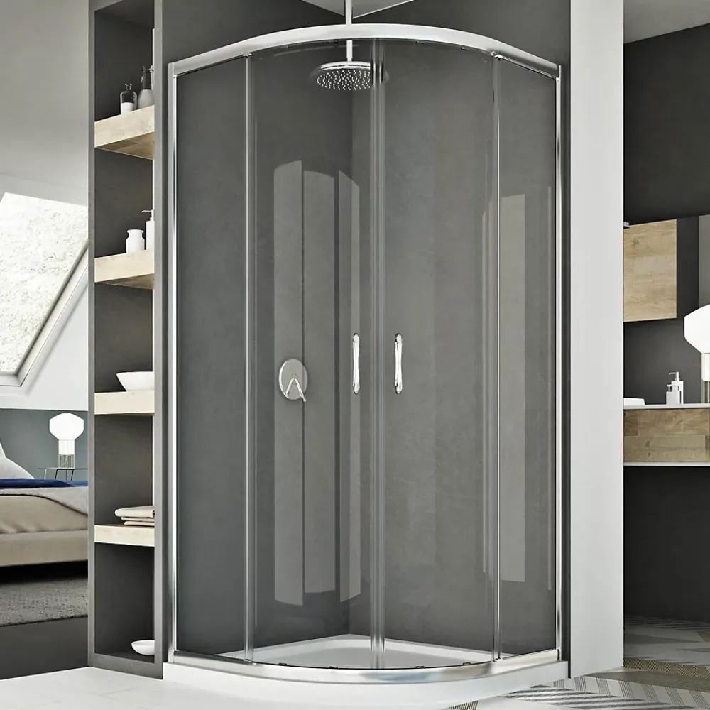 Cabine De Douche|Idralite Cabine douche demi-circulaire 90x90 CM H185 transparent modèle Junior