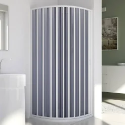 Cabine De Douche|Forte Cabine douche demi-circulaire 90x90CM Rayons 55 H185 en Plastique pvc modèle Sharp ouverture latérale