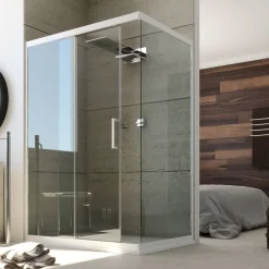 Forte Cabine Douche en PVC 90x120 CM H200 Transparent mod. Glax Profil Blanc