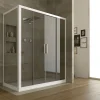 Cabine De Douche|Forte Cabine Douche en PVC 90x160 CM H200 Transparent mod. Star Profil Blanc 2 Portes