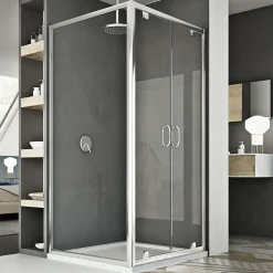 Cabine De Douche|Idralite Cabine Douche 75x120 AP. 120 CM H185 transparent modèle Sintesi Duo 2 Portillons