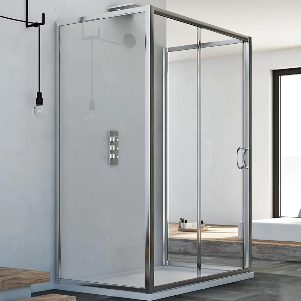 Cabine De Douche|Idralite Cabine douche 80x120x80 CM H185 transparent modèle Replay Trio avec 1 portillon