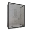 Cabine De Douche|Forte Cabine parois de douche 3 côtés coulissantes 80x170x80 cm H 200 en PVC Anthracite Verre Transparent mod. Deco Trio
