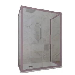 Cabine De Douche|Forte Cabine parois de douche 3 côtés coulissantes 70x120x70 cm H 200 en PVC Lavande Verre Transparent mod. Deco Trio