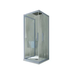 Cabine De Douche|Forte Cabine parois de douche 3 côtés coulissantes 80x100x80 cm H 200 en PVC Bleu Vintage Verre Transparent mod. Kolors Trio