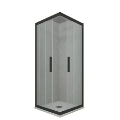 Forte Cabine parois de douche angulaire coulissante 110x120 cm H 200 en PVC Noir Matt Verre Transparent mod. Kolors