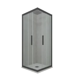 Cabine De Douche|Forte Cabine parois de douche angulaire coulissante 110x120 cm H 200 en PVC Anthracite Verre Transparent mod. Kolors