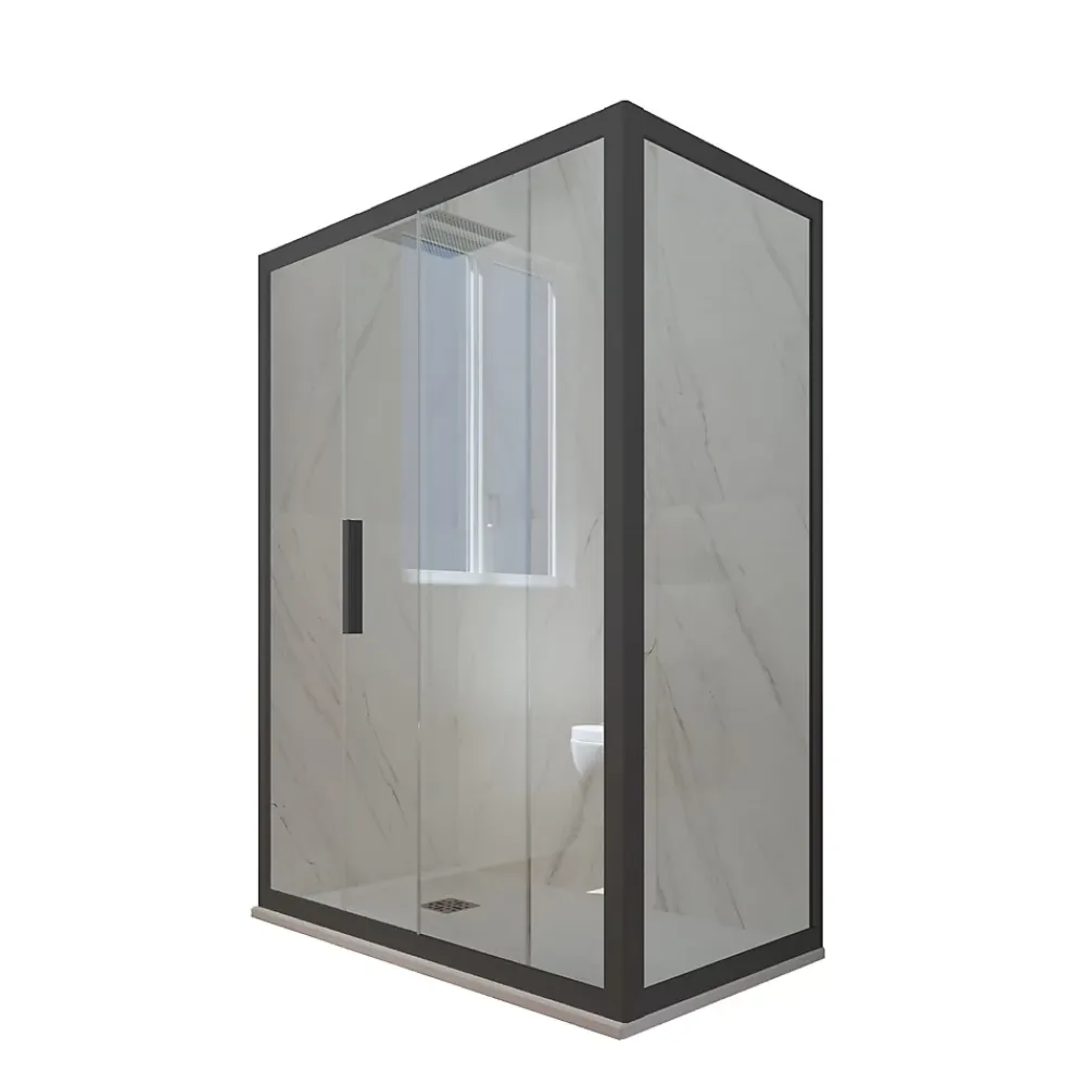 Forte Cabine parois de douche angulaire coulissante 70x120 cm H 200 en PVC Anthracite Verre Transparent mod. Deco Duo