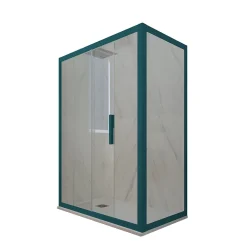 Cabine De Douche|Forte Cabine parois de douche angulaire coulissante 70x170 cm H 200 en PVC Vert Night Watch Verre Transparent mod. Deco Duo