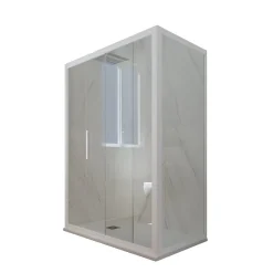 Forte Cabine parois de douche angulaire coulissante 70x100 cm H 200 en PVC Blanc Matt Verre Transparent mod. Deco Duo