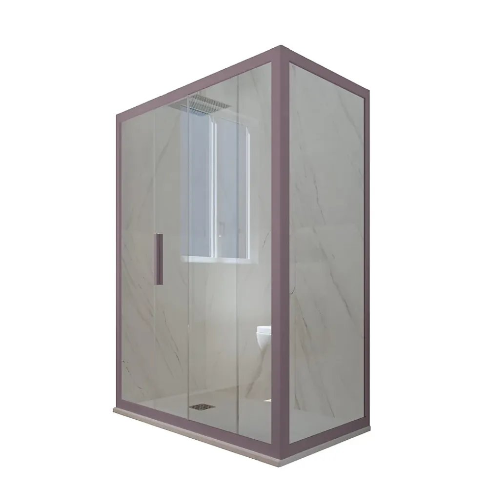 Forte Cabine parois de douche angulaire coulissante 70x120 cm H 200 en PVC Lavande Verre Transparent mod. Deco Duo
