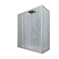 Forte Cabine parois de douche coulissante 70x120 cm H 200 en PVC Champagne Verre Transparent mod. Glam Duo