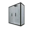 Forte Cabine parois de douche coulissante 90x120 cm H 200 en PVC Noir Matt Verre Transparent mod. Glam Duo