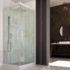 Forte Cabine parois de douche d'angle coulissante 110x100 cm H 200 en PVC Blanc Verre Transparent mod. Lite