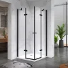 Saniverre Cabine porte de douche d'angle MAYA-BLACK H180 cm, 80 x 120 cm, verre transparent -