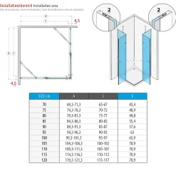 Saniverre Cabine porte de douche d'angle MAYA-BLACK H180 cm, 80 x 120 cm, verre transparent -