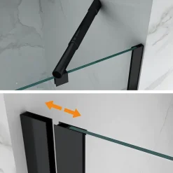 Saniverre Cabine porte de douche d'angle MAYA-BLACK H180 cm, 80 x 120 cm, verre transparent -