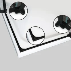 Cabine De Douche|Saniverre Cabine porte de douche d'angle MAYA-BLACK H190 cm, 70 x 120 cm, verre transparent -