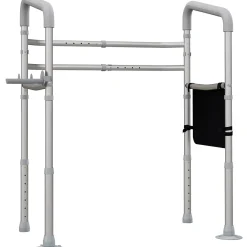 Wc Pmr|Homcom Cadre de sécurité de toilettes - cadre de toilettes réglable - barres d'appui rembourrées pour toilettes - alu. EVA gris