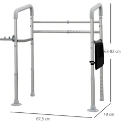Wc Pmr|Homcom Cadre de sécurité de toilettes - cadre de toilettes réglable - barres d'appui rembourrées pour toilettes - alu. EVA gris