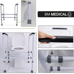 Wc Pmr|Bm Medical Cadre de toilette autoportant - Bm Médical CT-50- Réglable en hauteur et en largeur