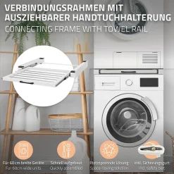 Etendoir À Linge|Ml-Design Cadre intermédiaire universel pour lave-linge avec porte-serviettes coulissante