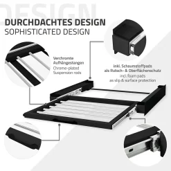 Ml-Design Cadre intermédiaire universel lave-linge avec porte-serviettes coulissante noir