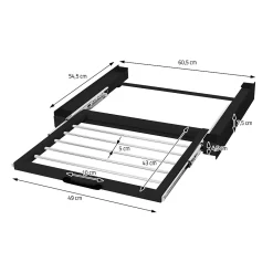 Ml-Design Cadre intermédiaire universel lave-linge avec porte-serviettes coulissante noir