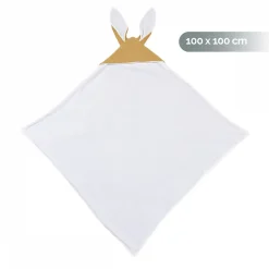 Serviette De Bain|Monsieur Bébé Cape, sortie de bain pour bébé intérieur 100 % coton - 100 x 100 cm - Lapin - Moutarde -