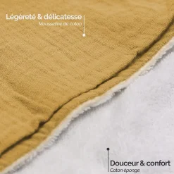 Serviette De Bain|Monsieur Bébé Cape, sortie de bain pour bébé intérieur 100 % coton - 100 x 100 cm - Lapin - Moutarde -