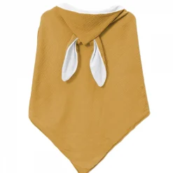 Serviette De Bain|Monsieur Bébé Cape, sortie de bain pour bébé intérieur 100 % coton - 100 x 100 cm - Lapin - Moutarde -