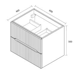 Ceramia 60 cm, meuble de salle de bain assemblé, couleur chêne (-5DW60)