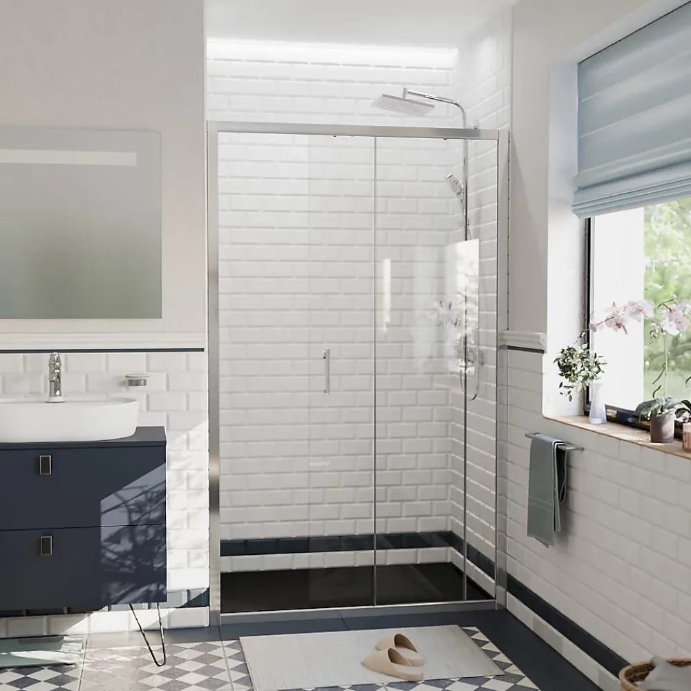 Porte De Douche|Ceramia PURA Porte de douche 100x195cm coulissante anticalcaire avec profilés Chrome brillant (CERAHP100C)