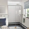 Porte De Douche|Ceramia PURA Porte de douche 140x195cm coulissante anticalcaire avec profilés Chrome brillant (CERAHP140C)