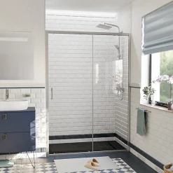 Porte De Douche|Ceramia PURA Porte de douche 140x195cm coulissante anticalcaire avec profilés Chrome brillant (CERAHP140C)