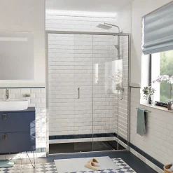 Porte De Douche|Ceramia PURA Porte de douche 140x195cm coulissante anticalcaire avec profilés Chrome brillant (CERAHP140C)
