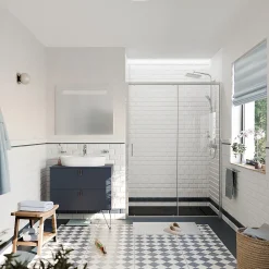 Porte De Douche|Ceramia PURA Porte de douche 140x195cm coulissante anticalcaire avec profilés Chrome brillant (CERAHP140C)