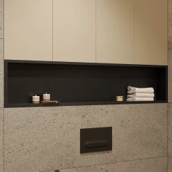 Niche De Salle De Bains|Ceramia Timeless Niche de Douche à encastrer, Acier Inoxydable 304, 120x28x10cm, Noir mat