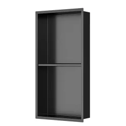 Ceramia Timeless Niche de Douche à encastrer, Acier Inoxydable 304, 2 étagères, 60x30x10cm, Gun Métal brossé PVD