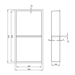 Ceramia Timeless Niche de Douche à encastrer, Acier Inoxydable 304, 2 étagères, 60x30x10cm, Gun Métal brossé PVD