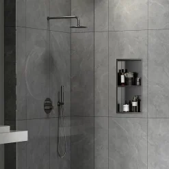 Ceramia Timeless Niche de Douche à encastrer, Acier Inoxydable 304, 2 étagères, 60x30x10cm, Gun Métal brossé PVD
