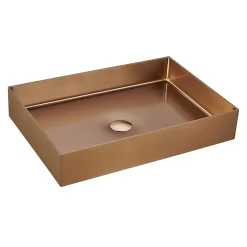 Ceramia Timeless Vasque à poser en Acier inoxydable 304, 55x38x11cm sans trop-plein + Bonde, Cuivre brossé PVD