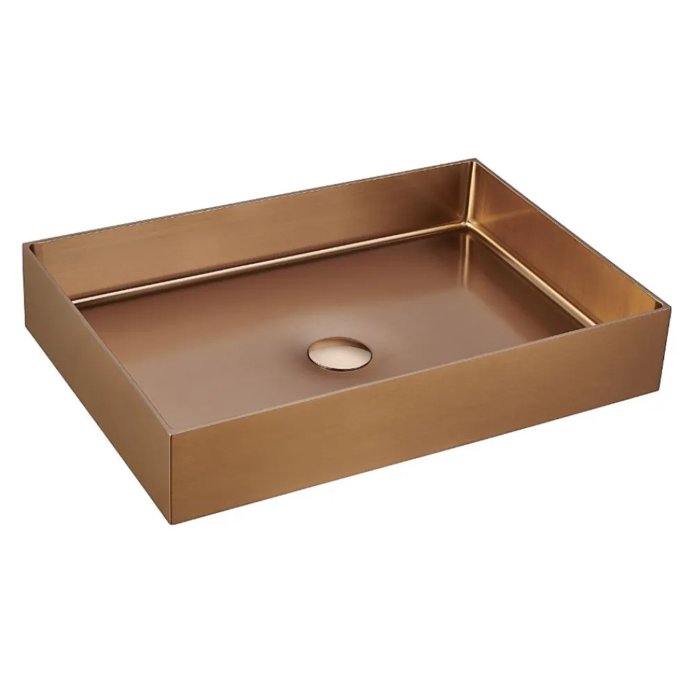 Ceramia Timeless Vasque à poser en Acier inoxydable 304, 55x38x11cm sans trop-plein + Bonde, Cuivre brossé PVD