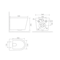 Wc Suspendu|Ceramia Tornado Rimless WC suspendu sans bride+,abattant SoftClose, effet Tornado Flush, blanc brillant (CE142010RTORP)