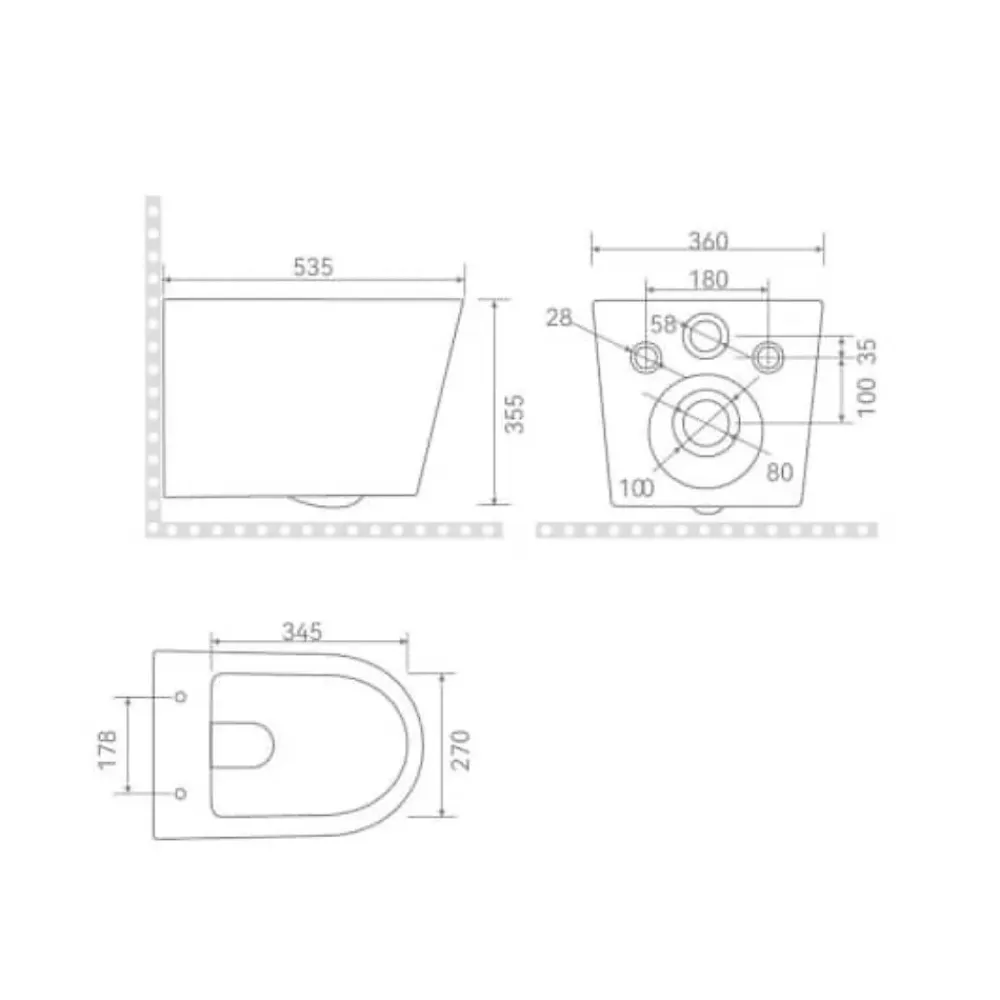 Wc Suspendu|Ceramia Tornado Rimless WC suspendu sans bride+,abattant SoftClose, effet Tornado Flush, blanc brillant (CE142010RTORP)